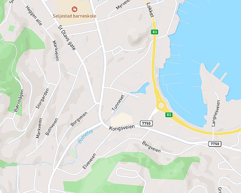 Et kart som viser beliggenheten til AniCura Harstad