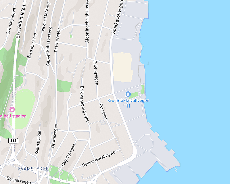 Et kart som viser beliggenheten til AniCura Dyresykehuset Tromsø