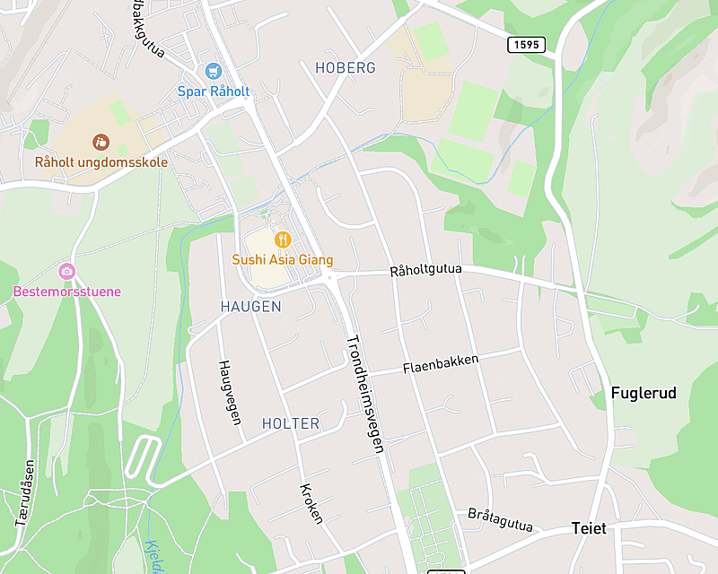 Et kart som viser beliggenheten til AniCura Råholt Dyreklinikk