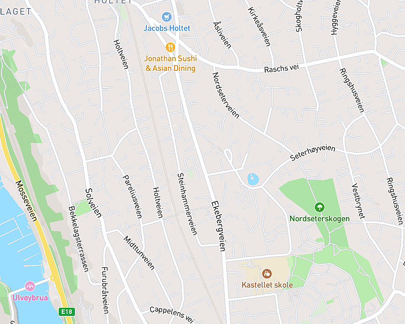 Et kart som viser beliggenheten til AniCura Dyreklinikk Ekeberg