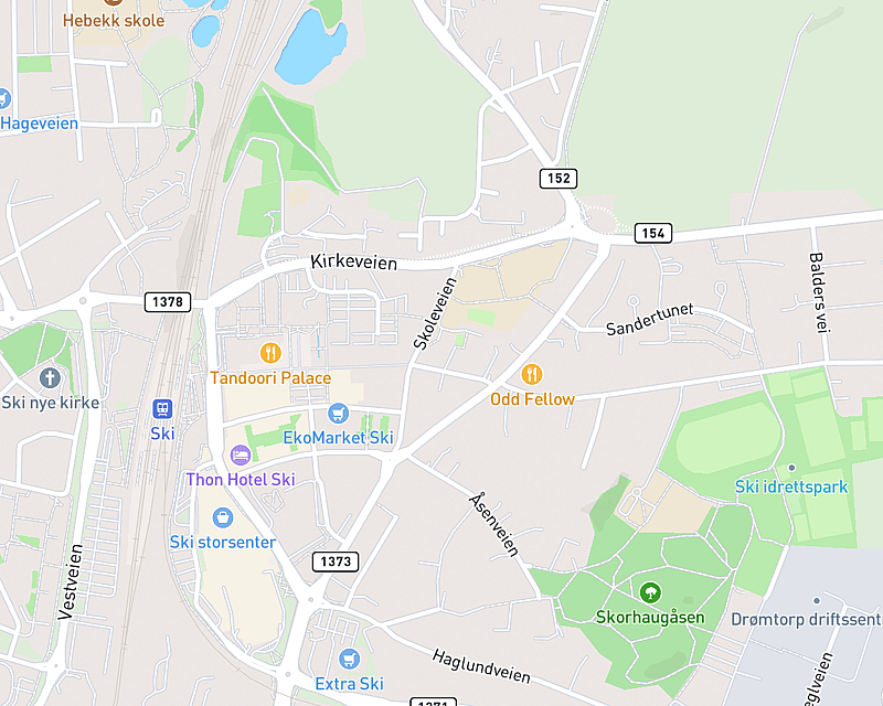 Et kart som viser beliggenheten til AniCura Follo Dyreklinikk