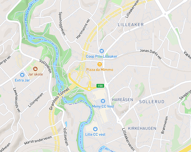Et kart som viser beliggenheten til AniCura Dyreklinikk Lilleaker