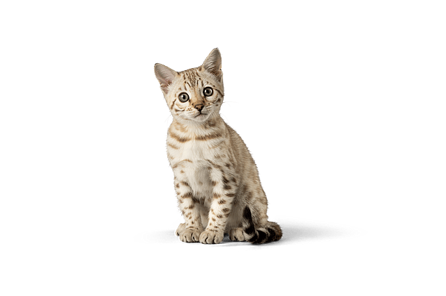 En katt som sitter på svart bakgrunn.